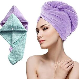 Hair Towel Wrap Turban Microfiber, Hair Drying Towels Quick Dry Hair Hat Drying Shower Head Towels Wrapped Bath Cap Anti Frizz Hair Care Dryer Towel for Women Girl Wet/Long/Curly/Thick Hair Shower Caps heavy quality hair wrap towel