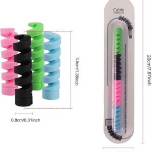 Charger Protector Spring Cord Protector Charger Cable Protector Cable Drop Protector Colorful Silicone Cable Protector (4 pc packet)